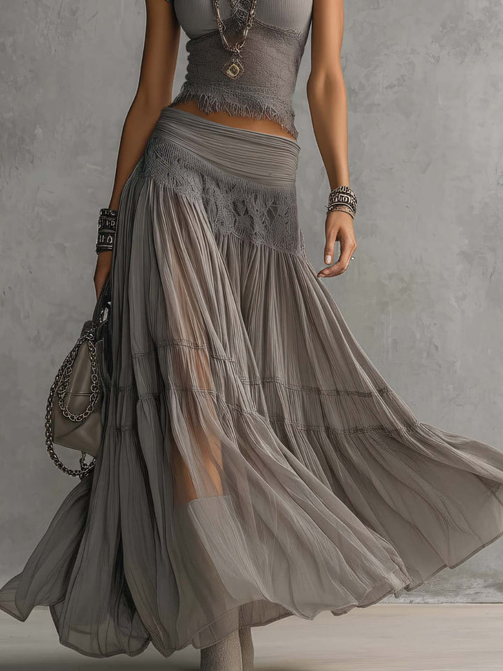 Amber | Lace Pleated Maxi Set