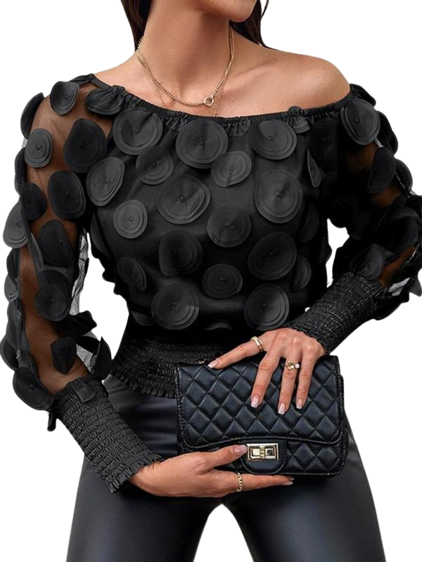Gwyn | Sheer Bishop Sleeve Blouse with Soft Shirred Detail