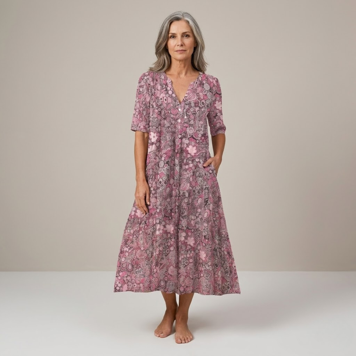 Emma | Elegant V-Neck Midi Dress