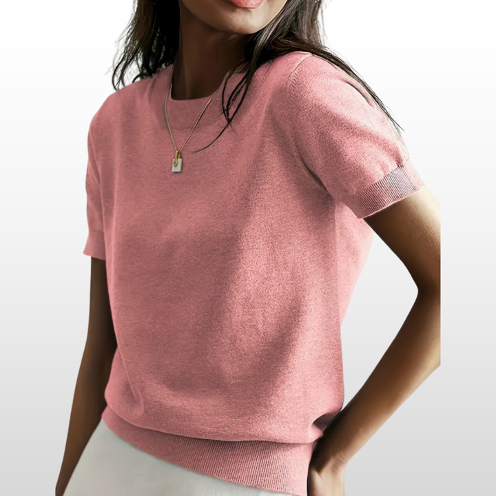 Leny | Relaxed Fit Short Sleeve Round Neck Knit Top