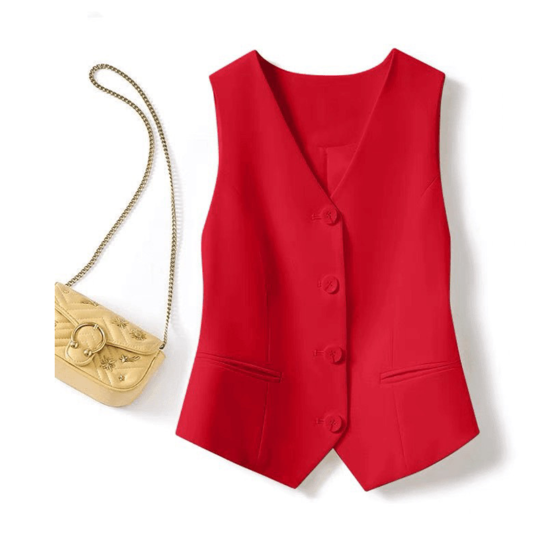 Zarina | Classy Sleeveless Button-Front Suit Vest