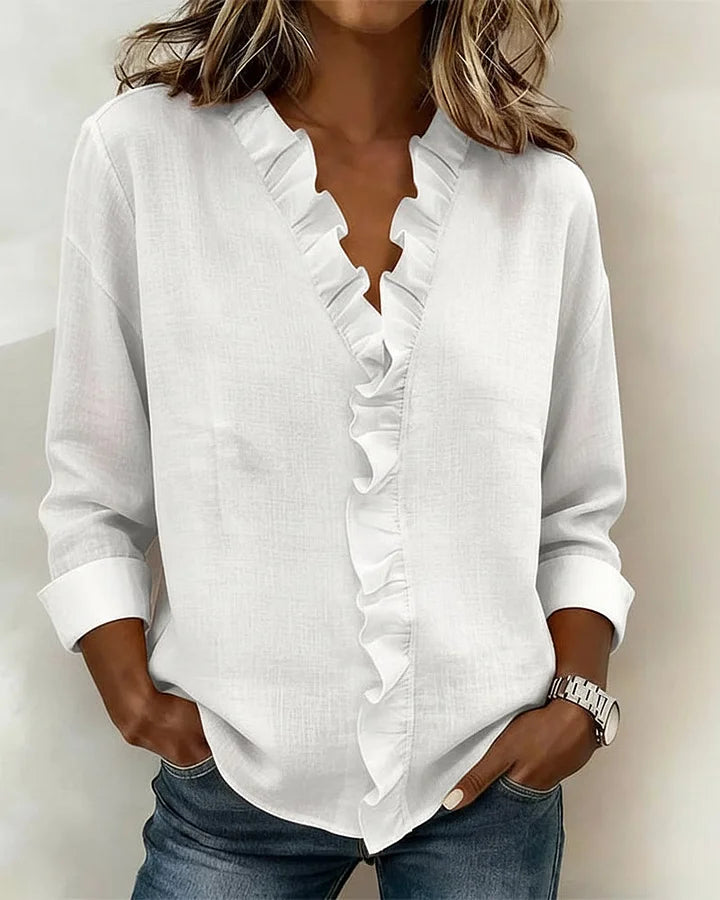 Delilah | Ruffled V-Neck Blouse