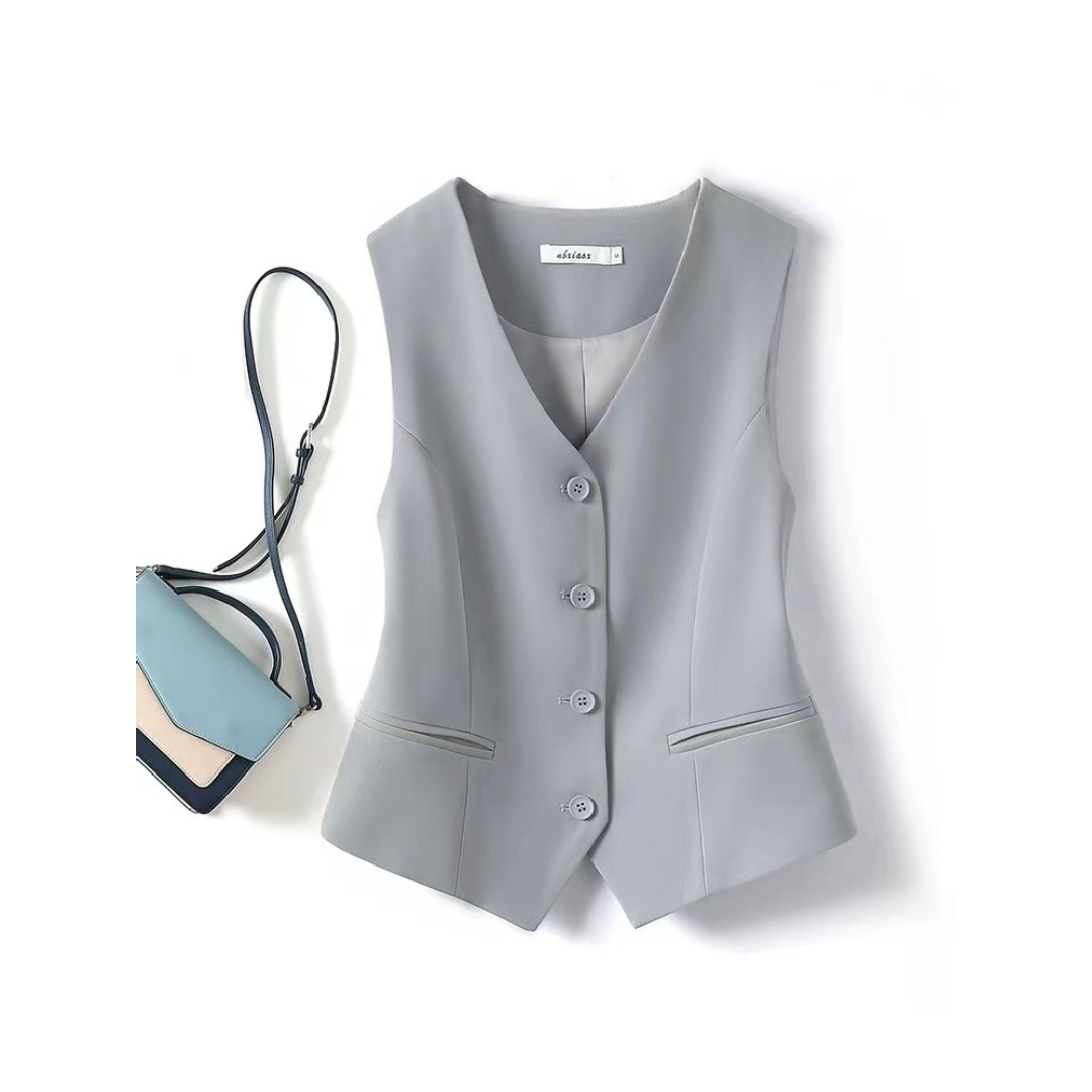 Zarina | Classy Sleeveless Button-Front Suit Vest