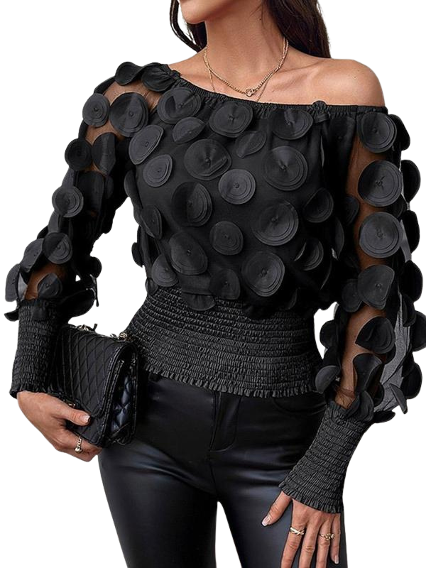Gwyn | Sheer Bishop Sleeve Blouse with Soft Shirred Detail