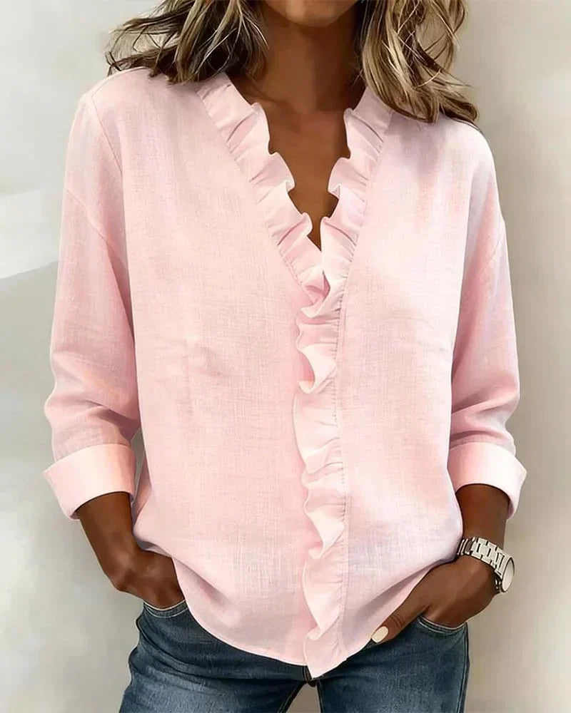 Delilah | Ruffled V-Neck Blouse