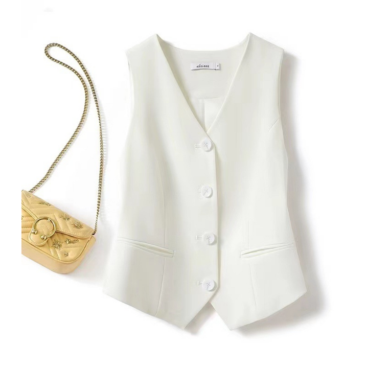 Zarina | Classy Sleeveless Button-Front Suit Vest
