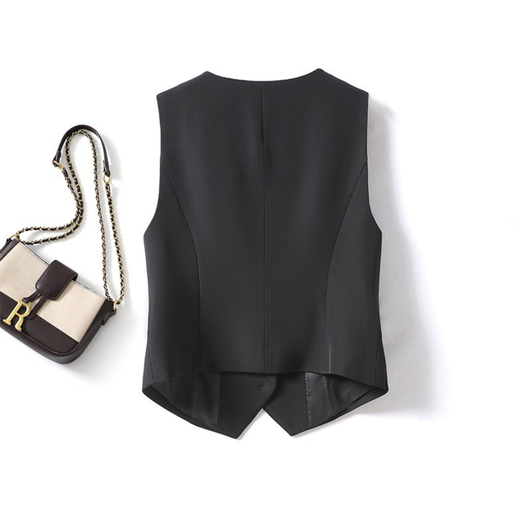 Zarina | Classy Sleeveless Button-Front Suit Vest