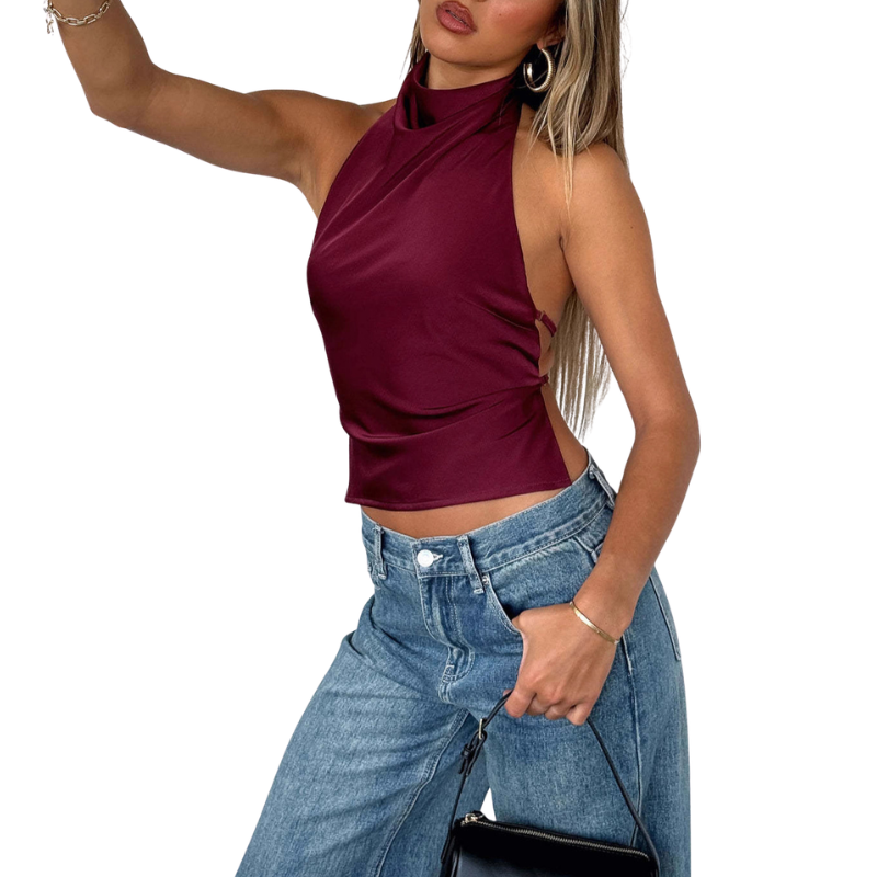 Chinie | Chic Sleeveless Halter Neck Blouse