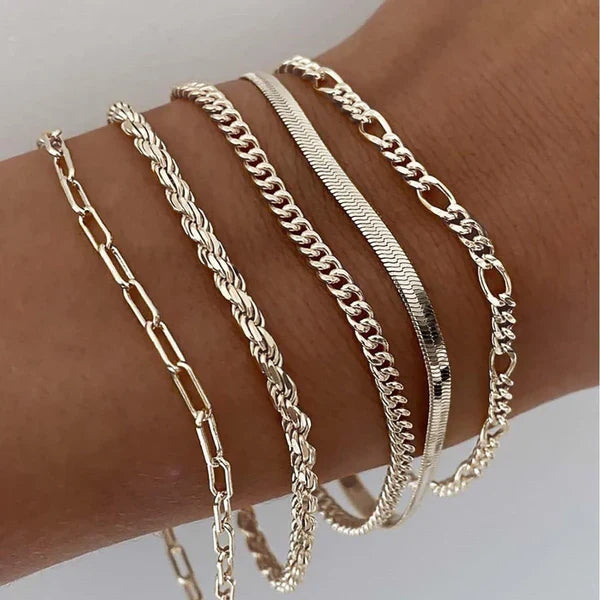 5-piece gold bracelet set