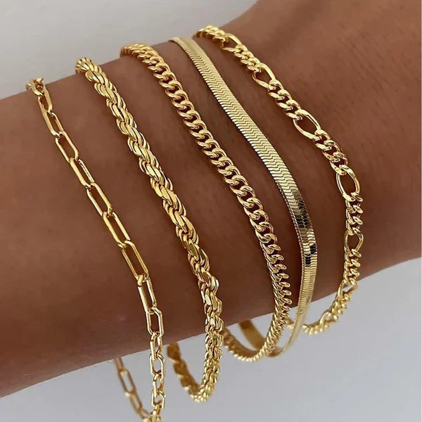 5-piece gold bracelet set