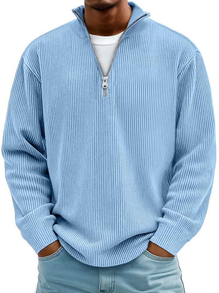 Nathan | Ribbed Zip-Neck Jumper