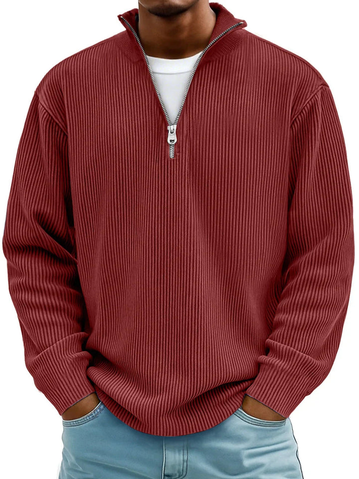 Nathan | Ribbed Zip-Neck Jumper