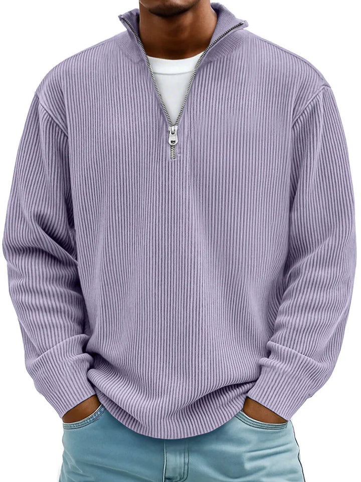 Nathan | Ribbed Zip-Neck Jumper