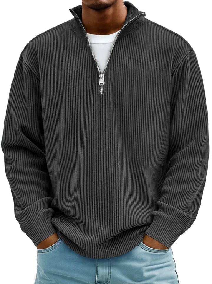 Nathan | Ribbed Zip-Neck Jumper
