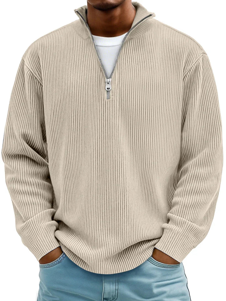 Nathan | Ribbed Zip-Neck Jumper