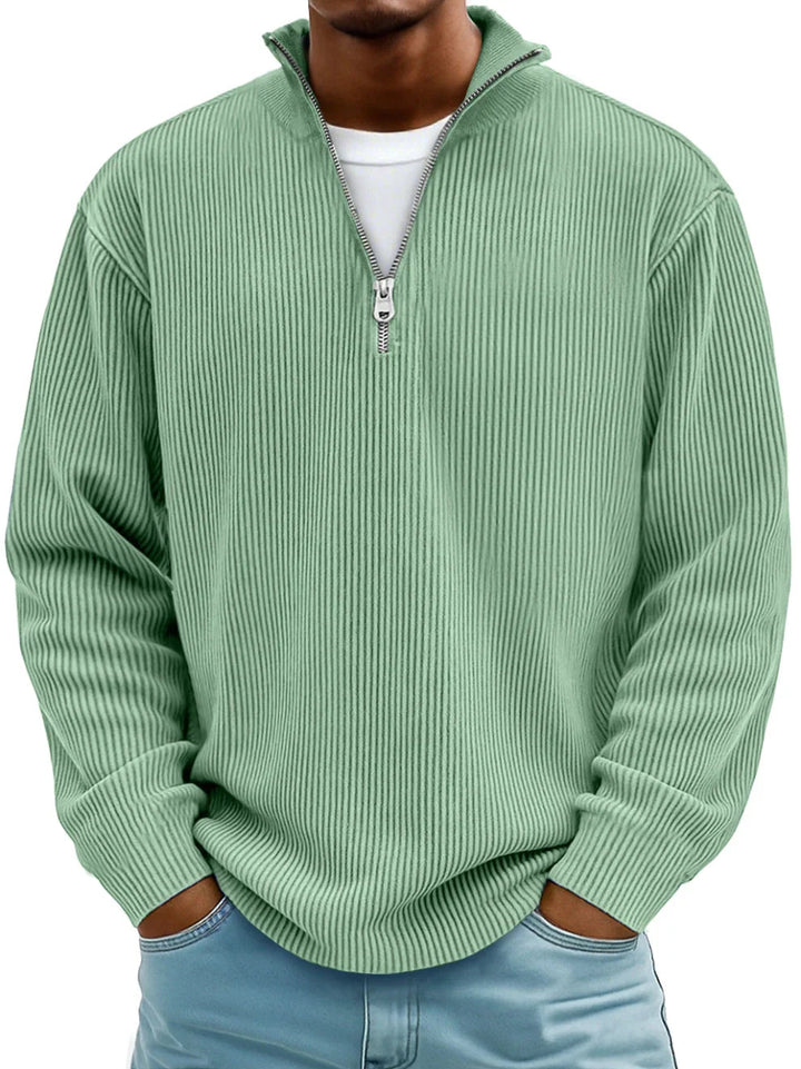 Nathan | Ribbed Zip-Neck Jumper