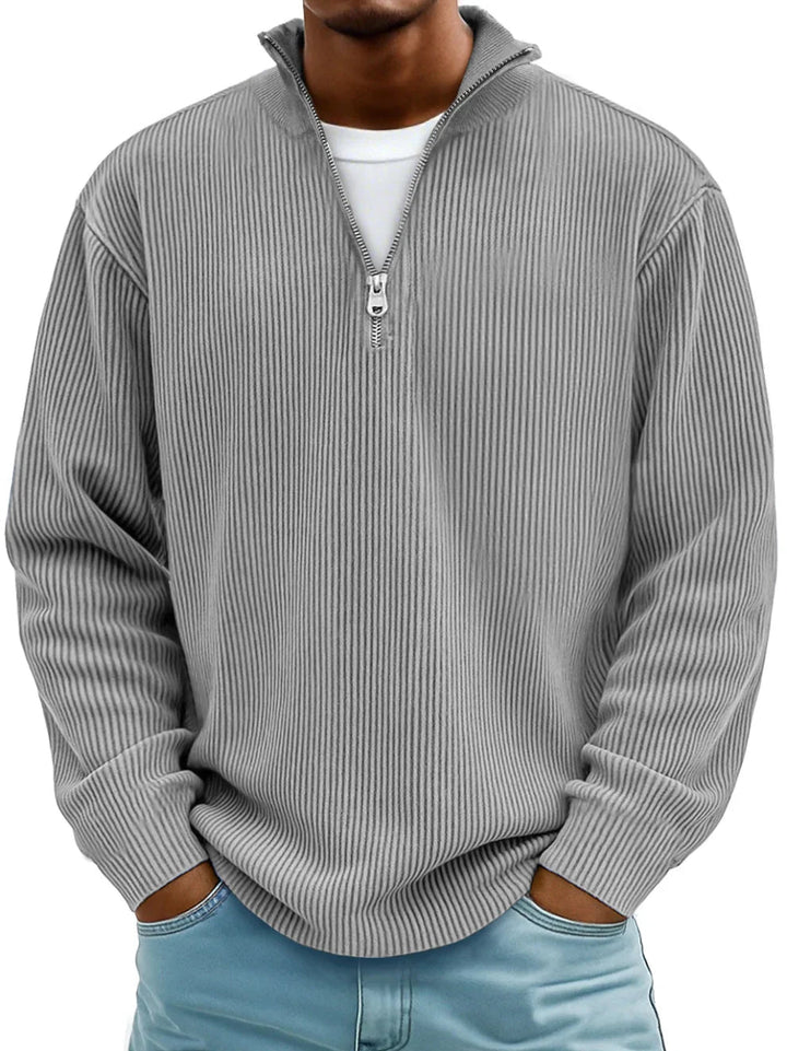 Nathan | Ribbed Zip-Neck Jumper