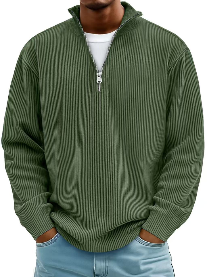 Nathan | Ribbed Zip-Neck Jumper