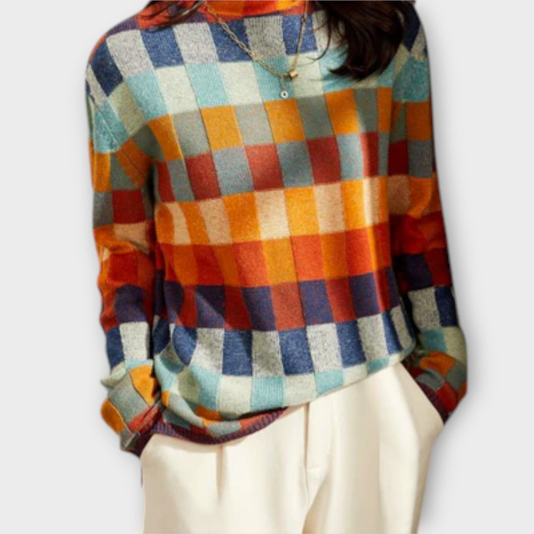 Erika | Patchwork Turtleneck Jumper