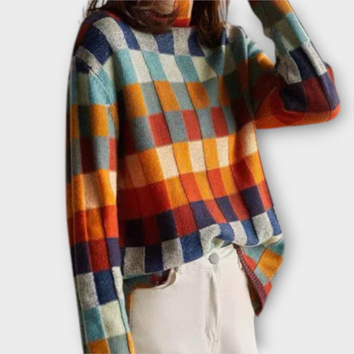 Erika | Patchwork Turtleneck Jumper