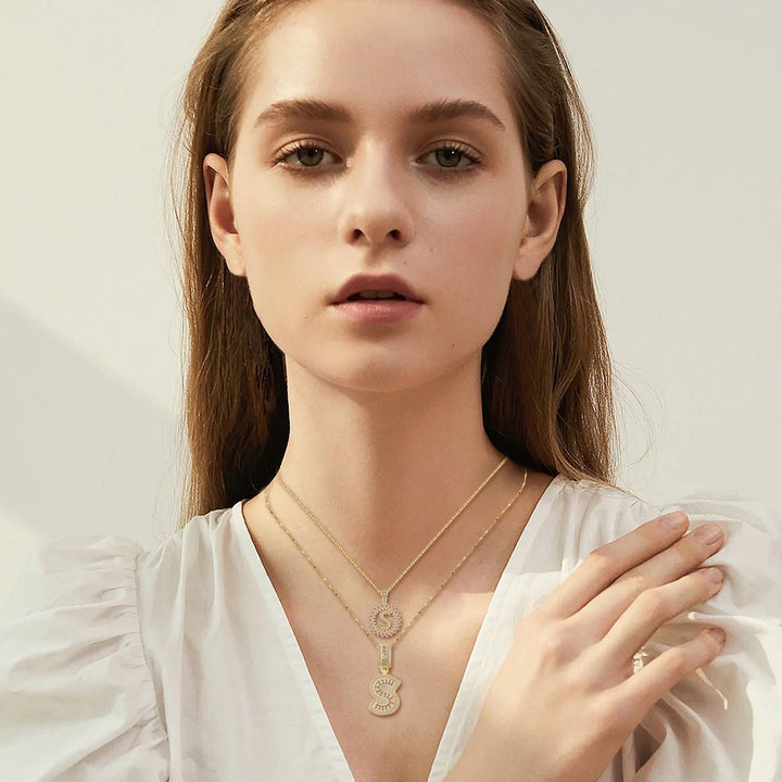 Initial Pendant Necklace Set in Moissanite