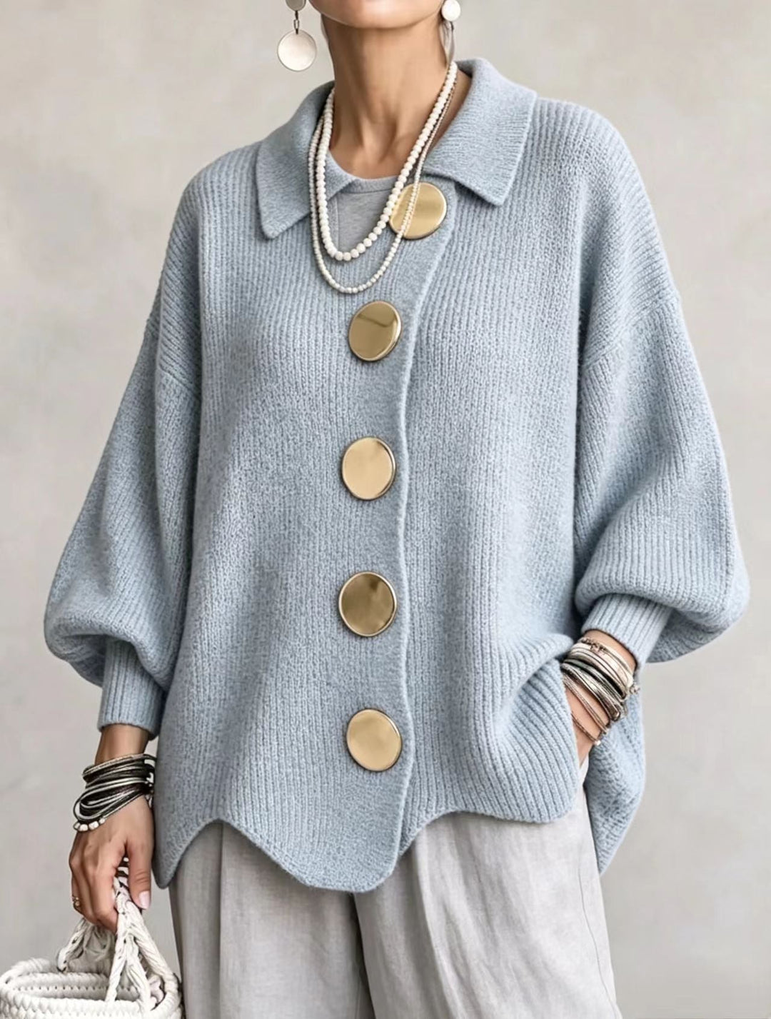 Stephanie | Oversized Cardigan with Statement Buttons