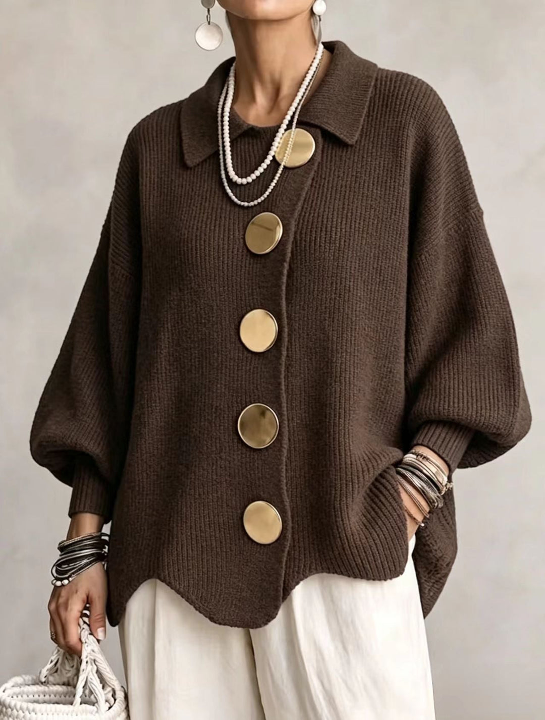 Stephanie | Oversized Cardigan with Statement Buttons