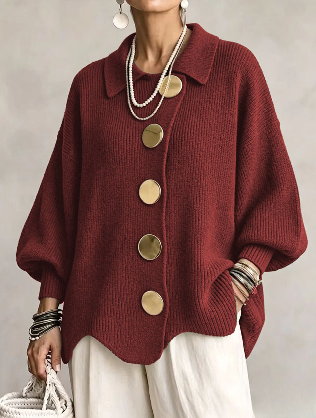 Stephanie | Oversized Cardigan with Statement Buttons