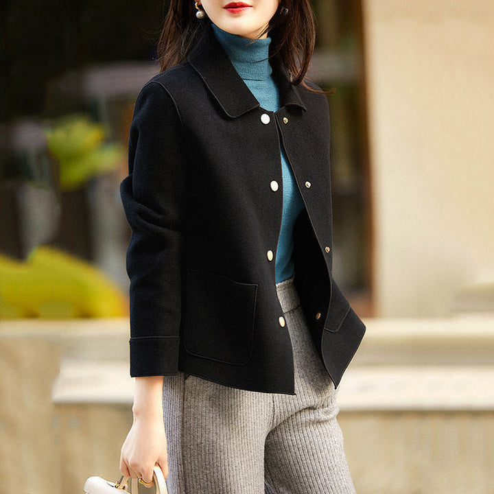 Ovidia | Classy Button Front Long Sleeve Collared Blazer