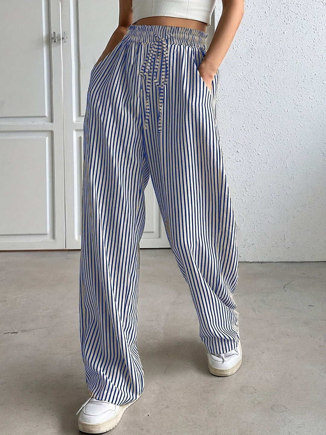 Hollis | Wide-Leg Striped Trousers