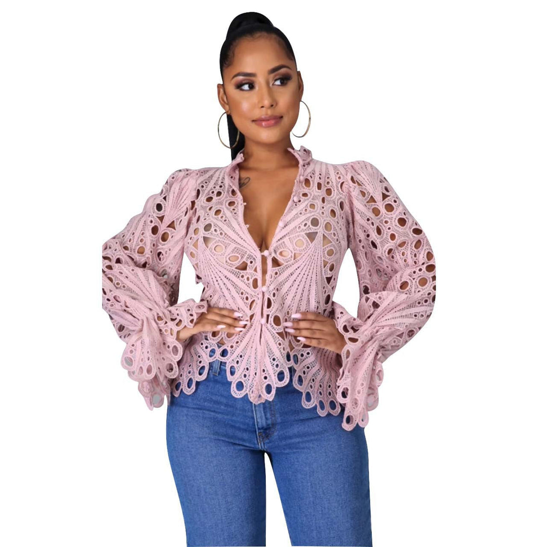 Isali | Chic Asymmetrical Flounce Sleeve Blouse
