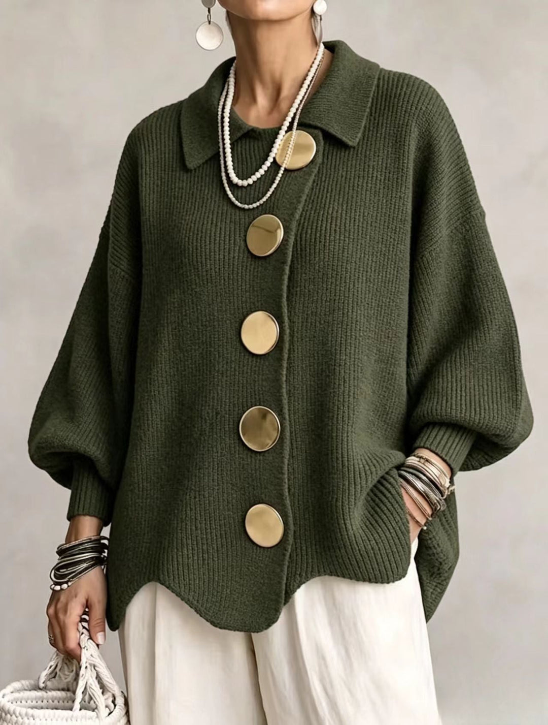 Stephanie | Oversized Cardigan with Statement Buttons