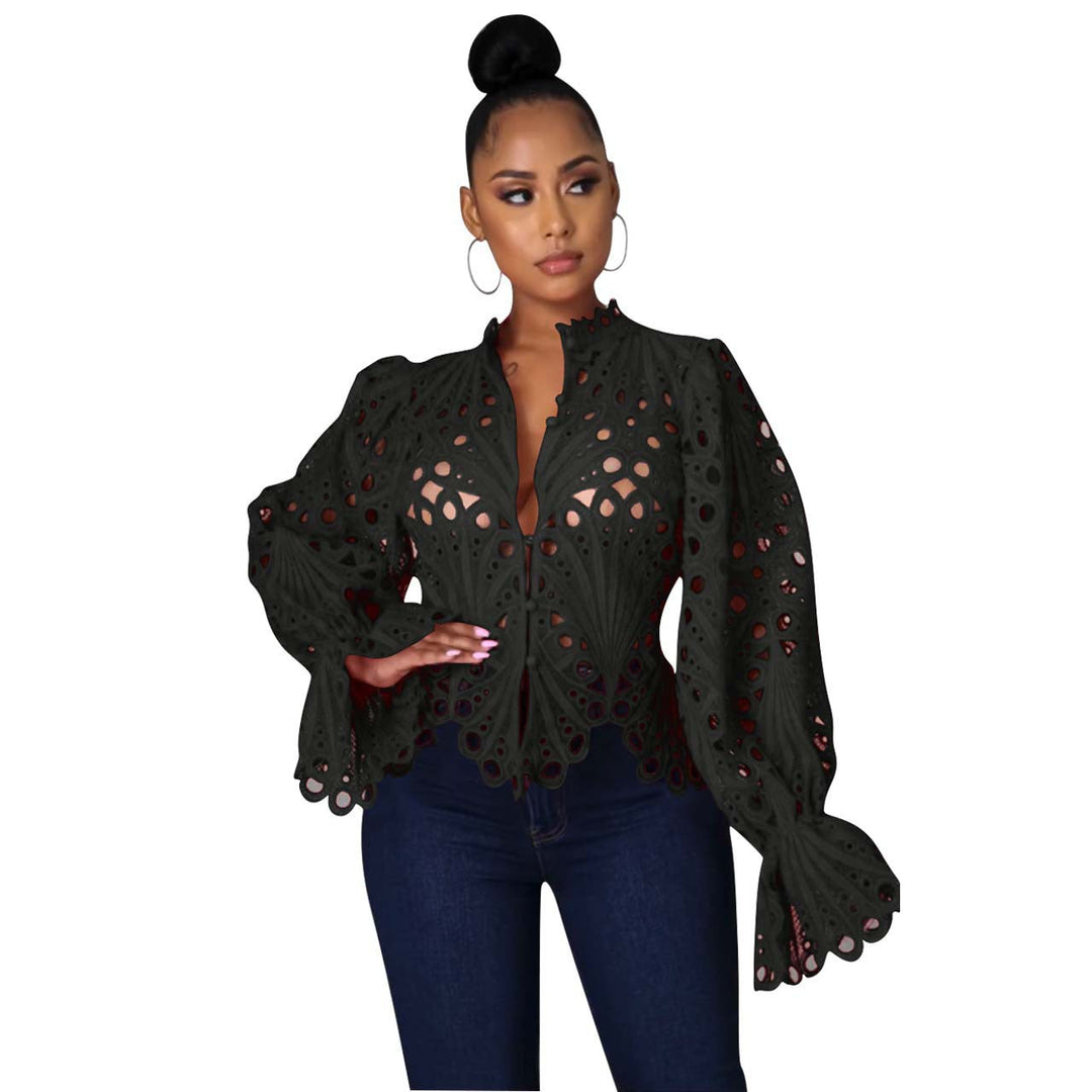 Isali | Chic Asymmetrical Flounce Sleeve Blouse