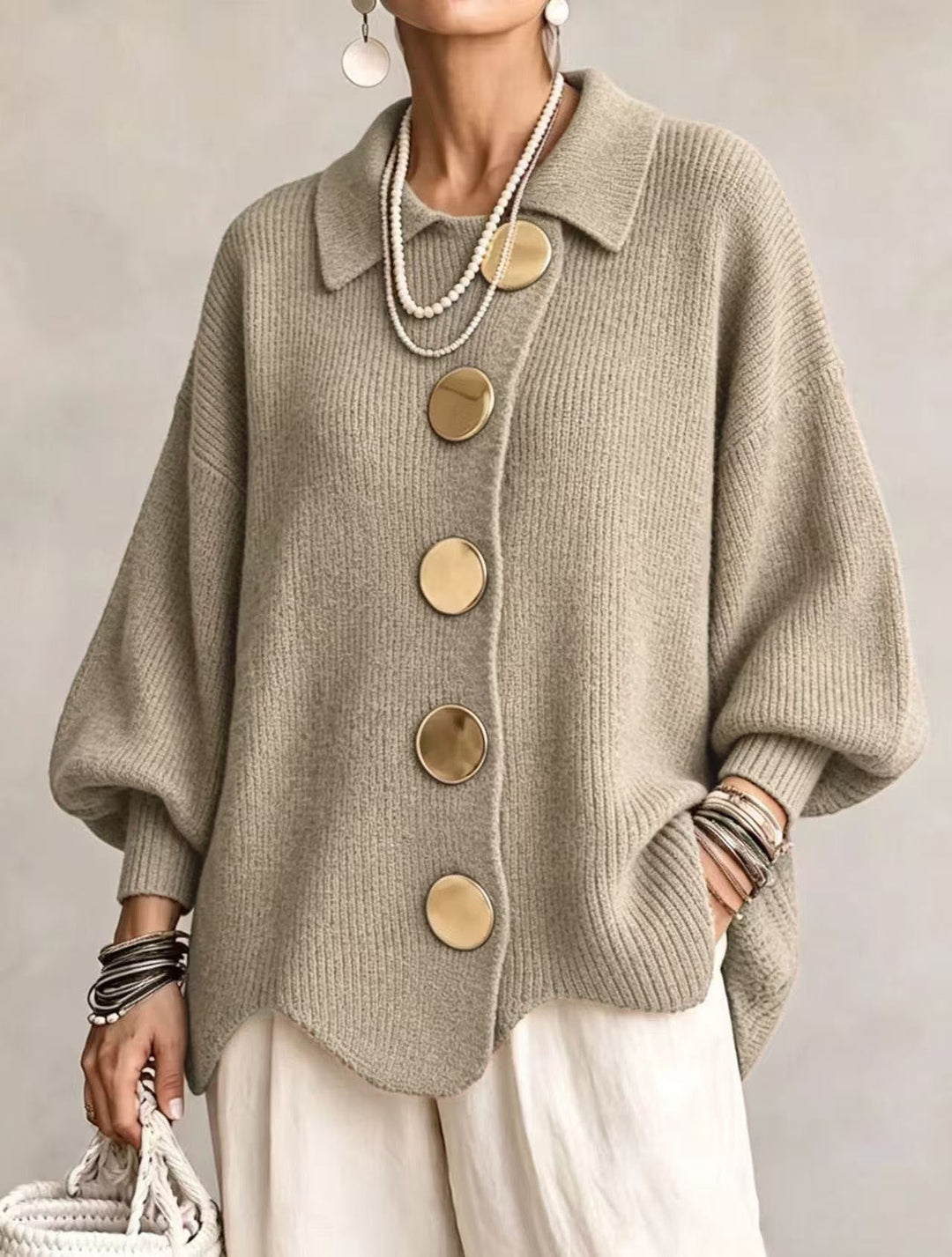 Stephanie | Oversized Cardigan with Statement Buttons