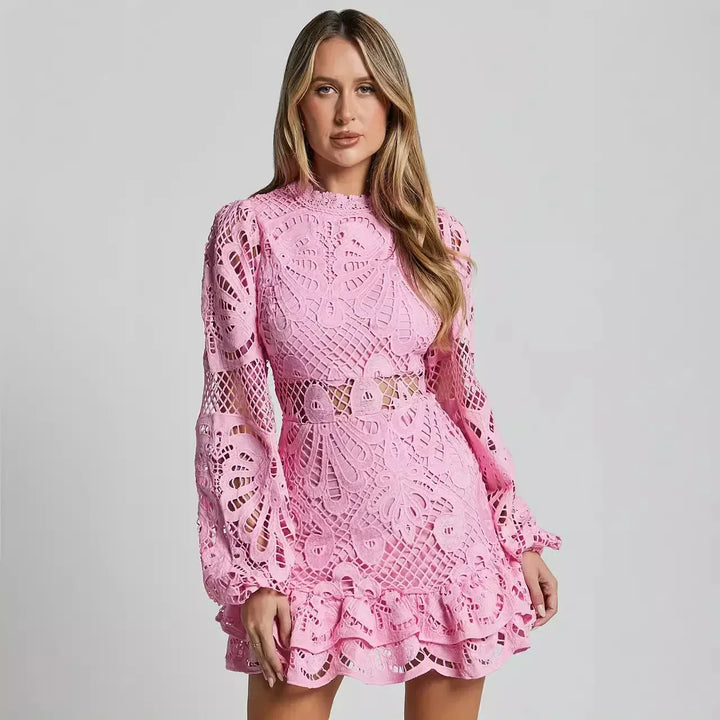 Lilly | Elegant Stand Collar Mini Dress