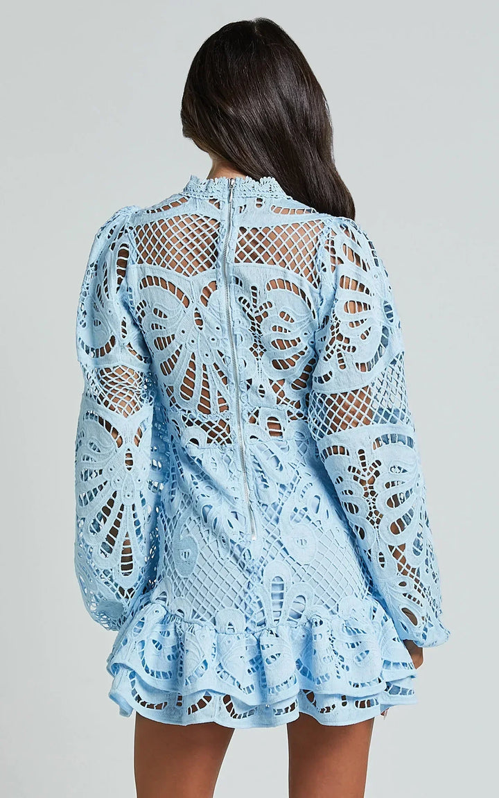 Lilly | Elegant Stand Collar Mini Dress