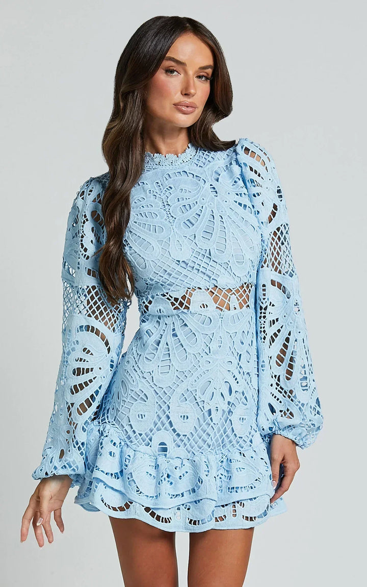 Lilly | Elegant Stand Collar Mini Dress