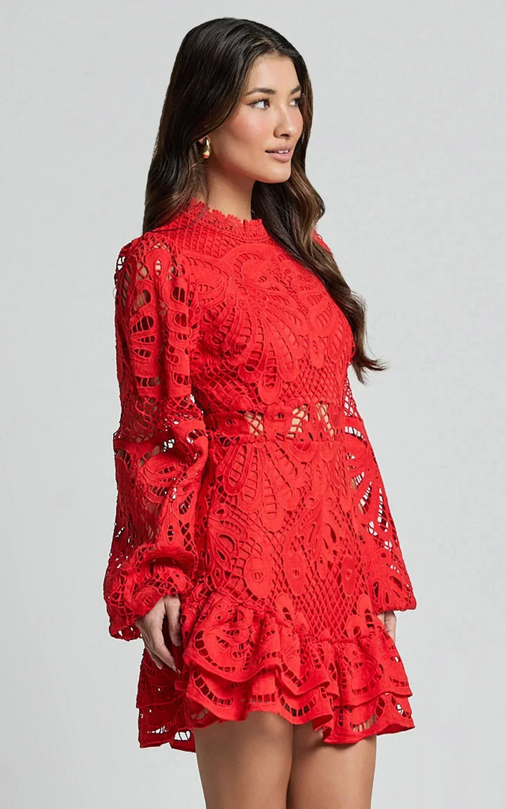 Lilly | Elegant Stand Collar Mini Dress