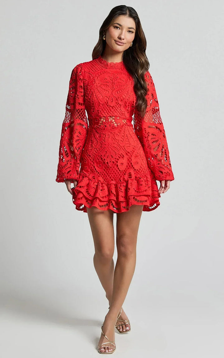 Lilly | Elegant Stand Collar Mini Dress