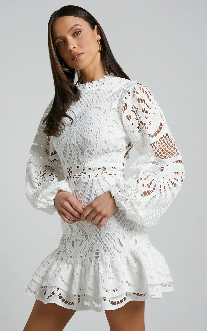 Lilly | Elegant Stand Collar Mini Dress