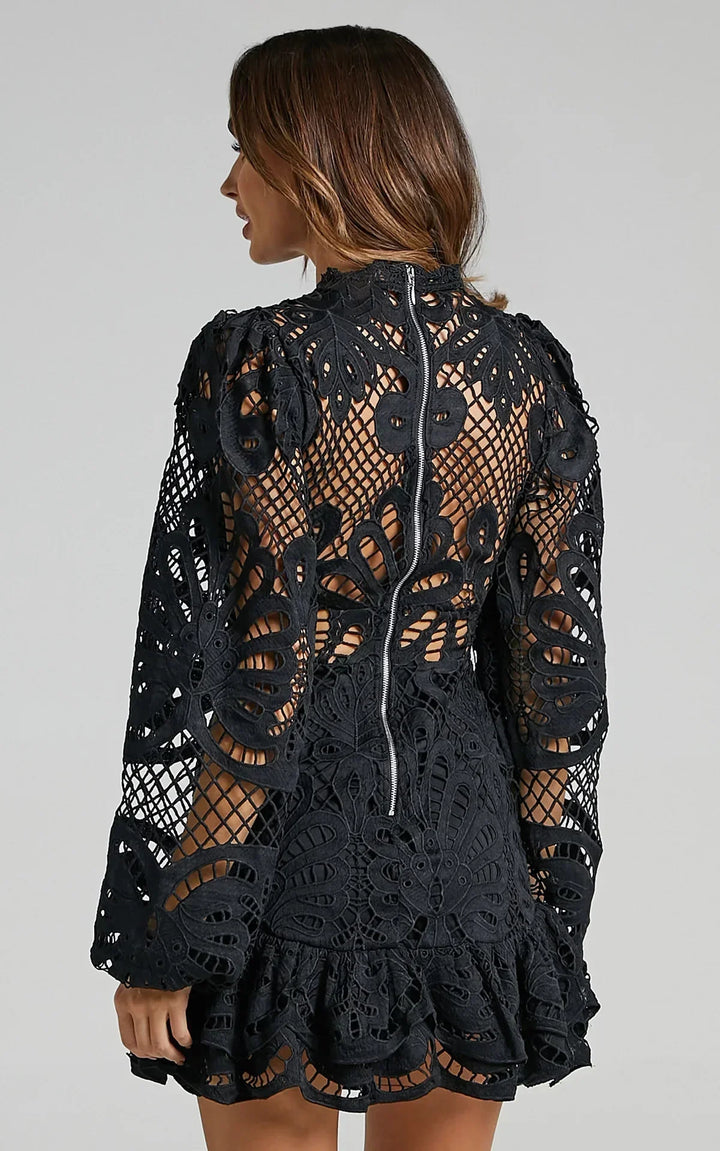 Lilly | Elegant Stand Collar Mini Dress