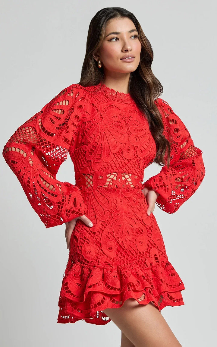 Lilly | Elegant Stand Collar Mini Dress