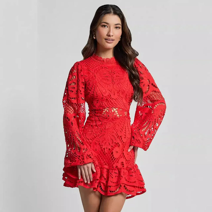 Lilly | Elegant Stand Collar Mini Dress