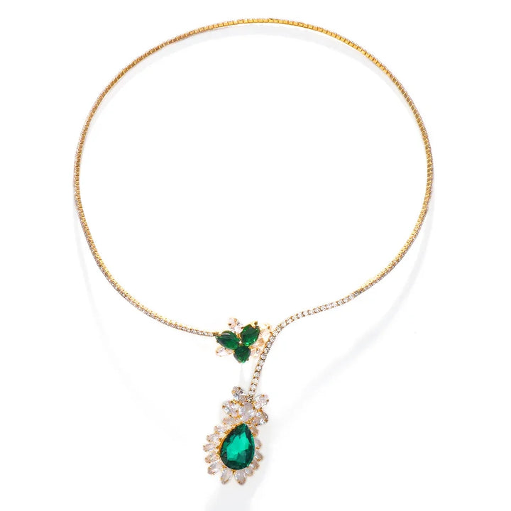 Vintage Emerald Bloom Necklace