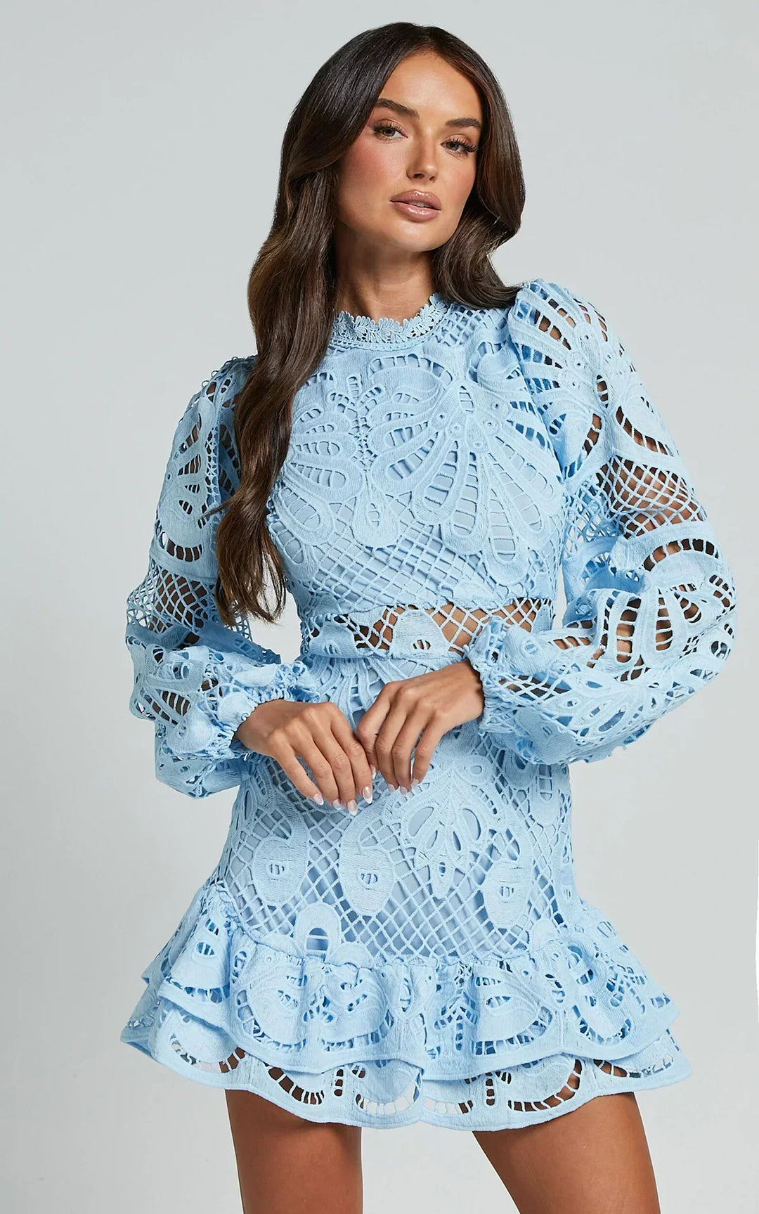 Lilly | Elegant Stand Collar Mini Dress