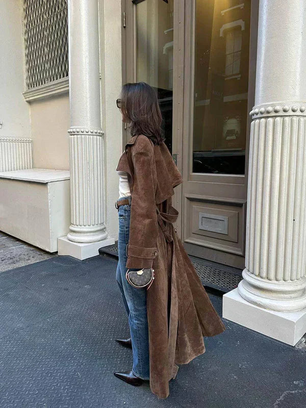 Olivia | Classic Suede Trench Coat
