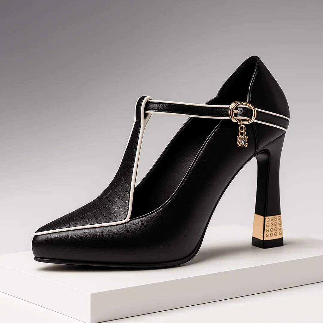 Grace | Pointed Toe T-Strap Heels