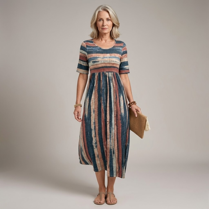 Georgia | Elegant Striped Midi Dress