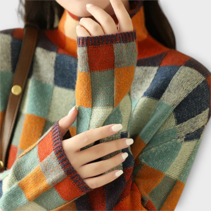 Erika | Patchwork Turtleneck Jumper